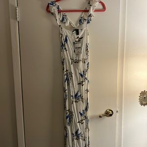 BRAND NEW! White & Blue Floral Maxi Dress